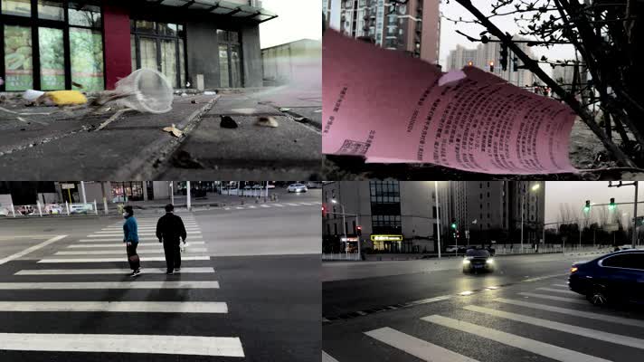 【原创】4K城市沙尘暴垃圾横飞