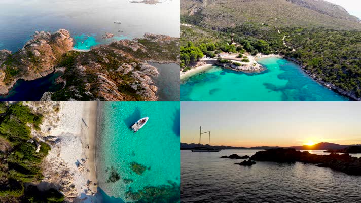 4K航拍撒丁岛大海风景
