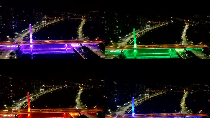 广州城市亮化液晶路桥灯光车流大桥