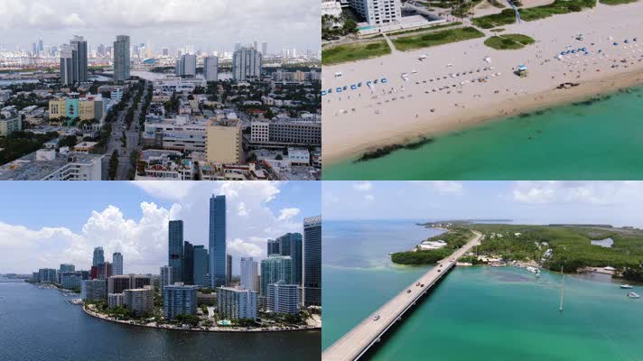 4k最新航拍美国迈阿密城市与自然