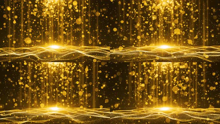 4K金色粒子瀑布浪漫回忆怀旧歌舞演出舞台