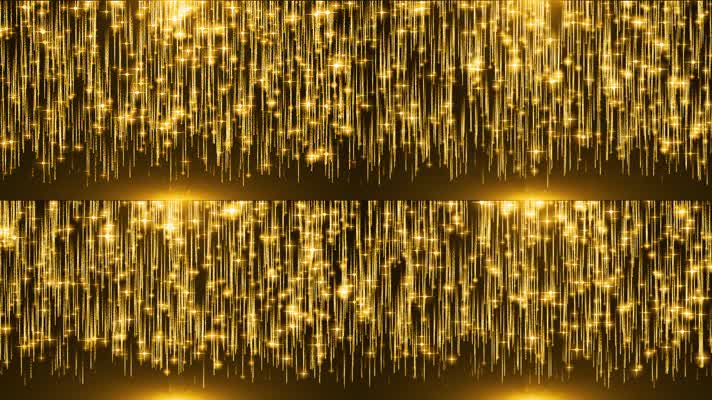 金色粒子流光瀑布雨下落舞台幕布2