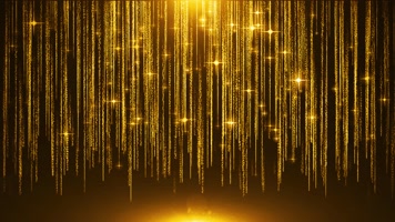 4k金色星光粒子幕帘瀑布下落舞台背景