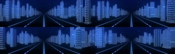 4K建筑线条虚拟城市