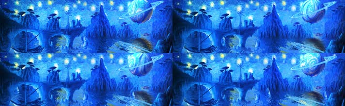 4K梦幻世界梦幻星球城堡风车