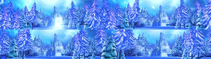 4K冰天雪地城堡冬天动态背景