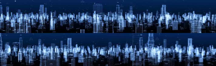 4K建筑线条虚拟城市