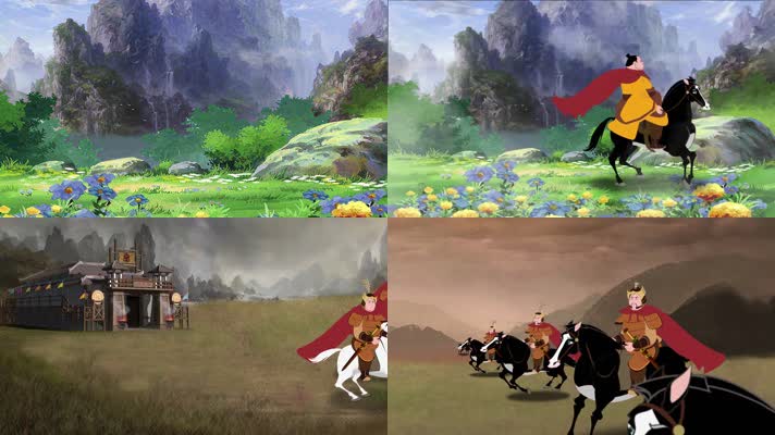 古代战争 二维动画 骑马打仗 将军视频 素材
