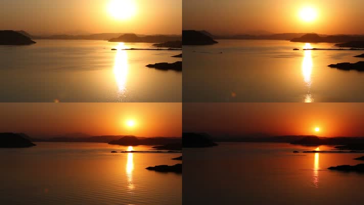 夕阳西下 黄河落日 延时 实拍拍摄 河道 河