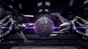 高科技机械手臂旋转拉出标志动画