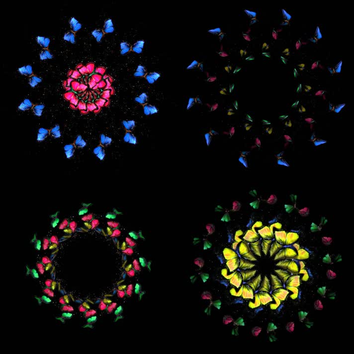 全息粒子蝴蝶裙摆婚纱投影素材3