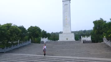 革命纪念碑航拍学校红色教育