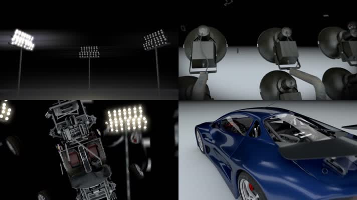 3D动画汽车零件组装