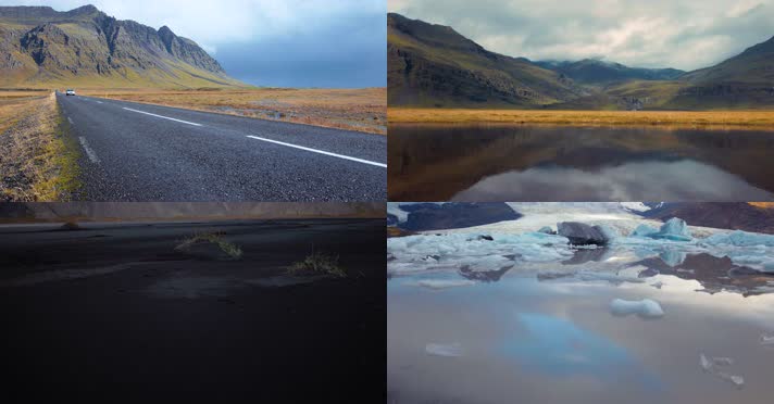 4K 冰岛风光 自然景色 山 湖 冰 