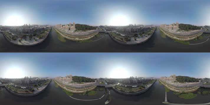 城市市区水VR拍摄4k