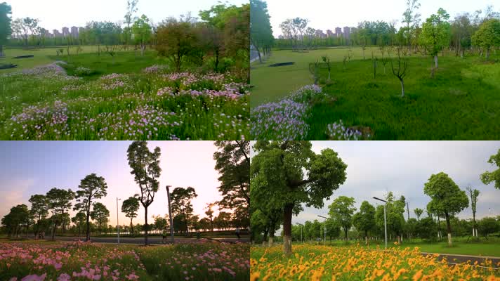 航拍高清城市园林绿化实拍视频素材