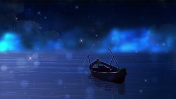 4K夜晚星辰海面孤船背景循环