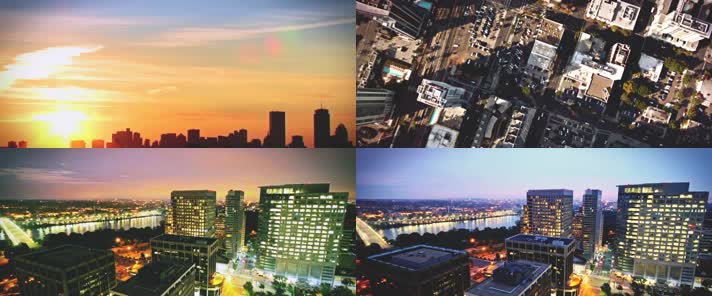 城市日出 俯拍城市 国际都市 城市夜景 