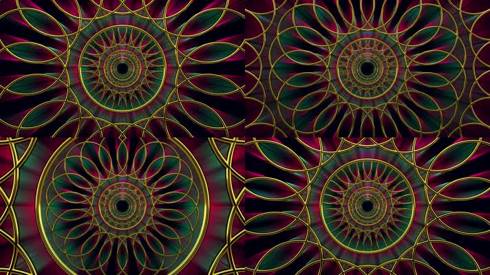 金色线圈万花筒视频素材
