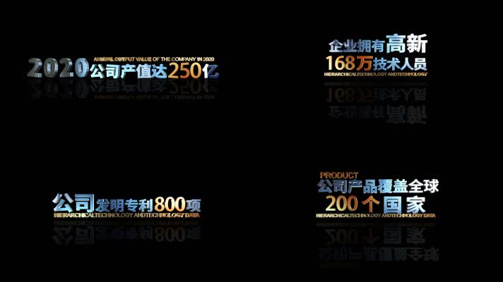 E3D科技数据字幕文字展示AE模板