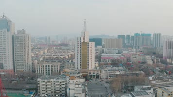 4k航拍济南胜利石油大厦