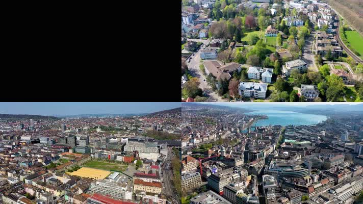 4K航拍瑞士苏黎世城市景观