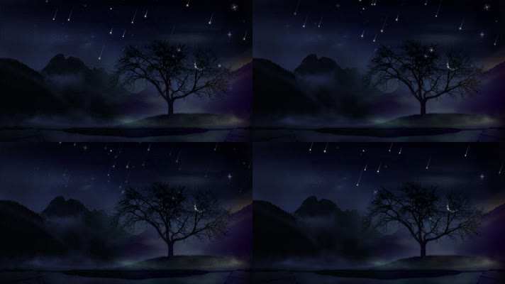 唯美夜色流星划过-4K