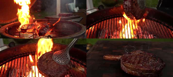 炭火烧烤，烤肉，美味美食