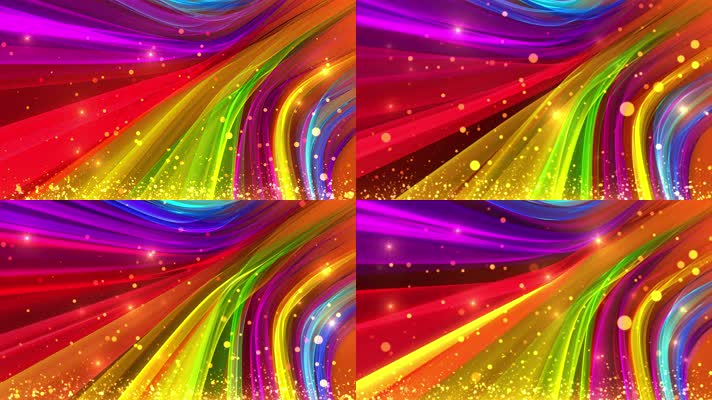 4K彩虹色七彩丝带背景