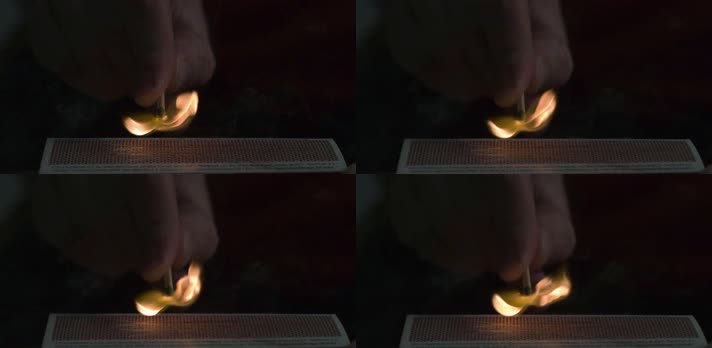 划火柴慢动作慢镜头