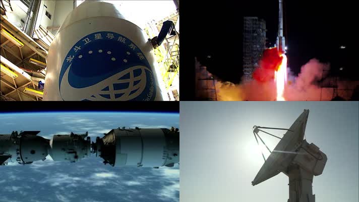 中国火箭发射卫星雷达科技视频素材