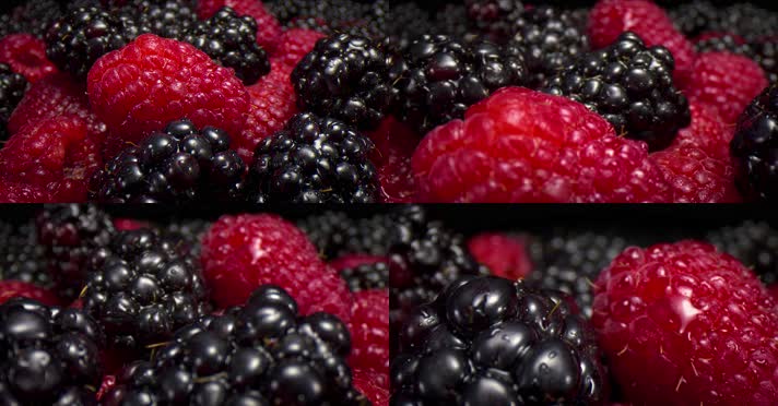 红树莓，黑莓，水果微距