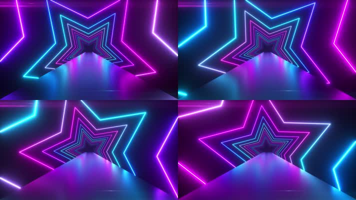 霓虹光线炫彩穿梭隧道