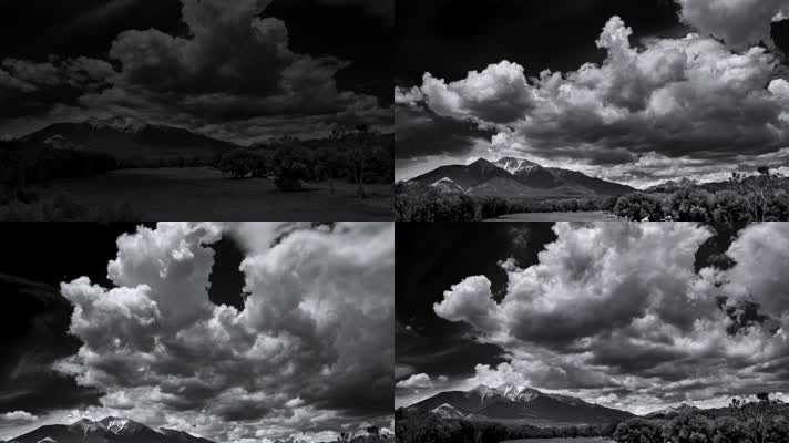 黑白摄影，云雾缭绕，气象万千