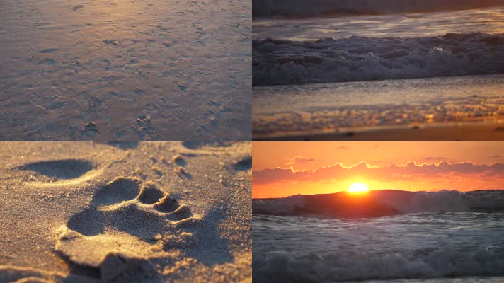 阳光海边波涛大浪