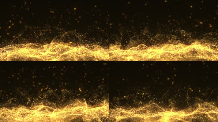 金色粒子海洋浪花翻滚背景