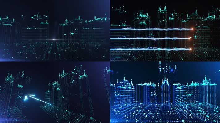 粒子光线穿梭全息三维科技城市宣传片素材