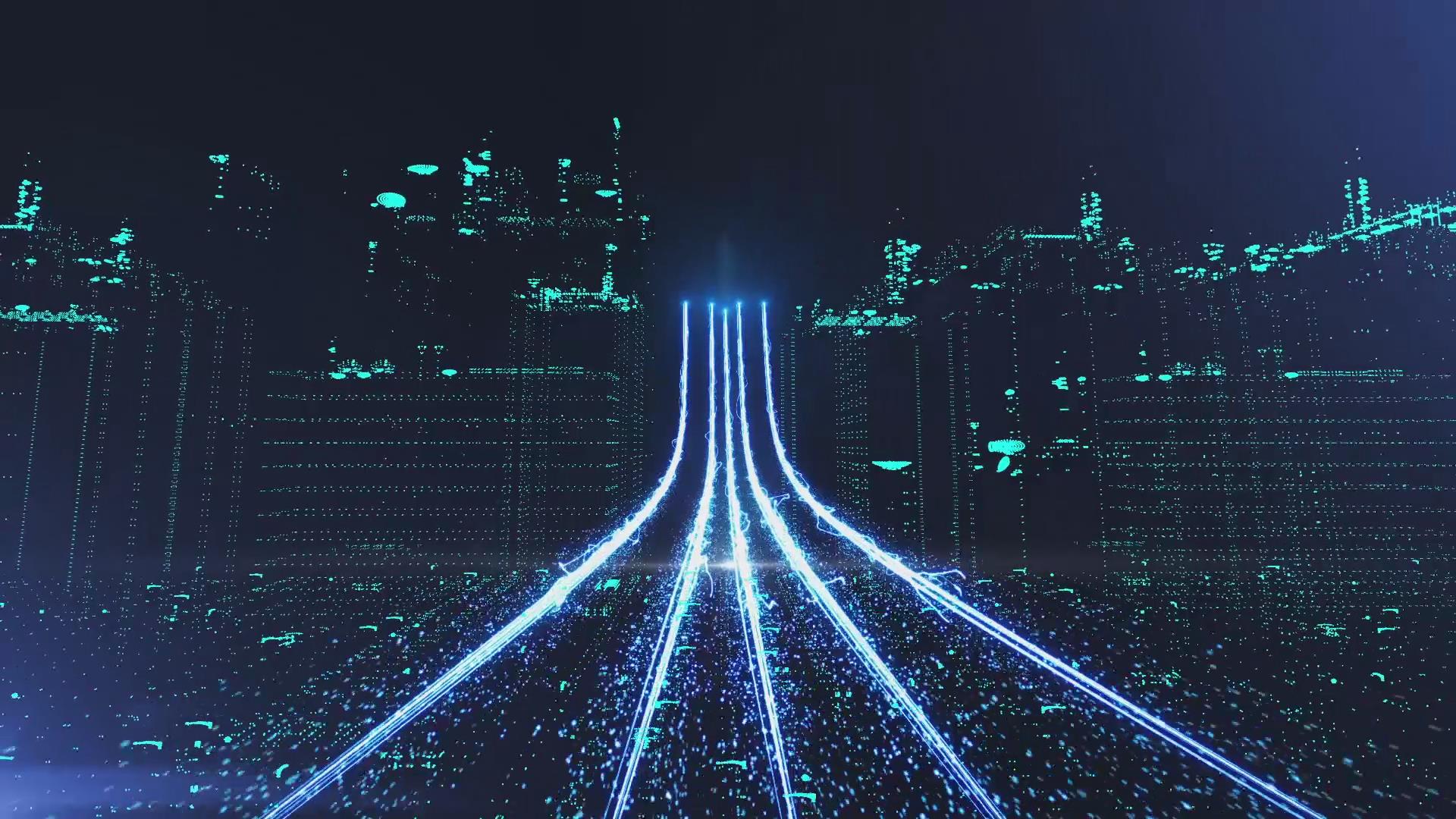 粒子光线穿梭全息三维科技城市宣传片素材