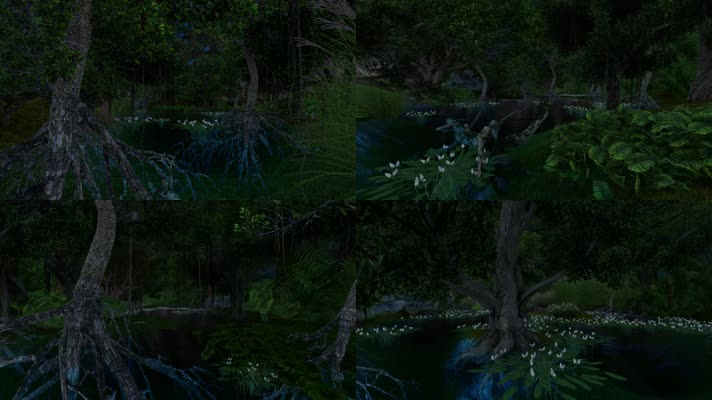 热带雨林河流穿梭动画-夜景