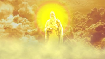 老子金身立像-金色祥云背景