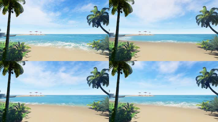 椰树海岛小船度假动画
