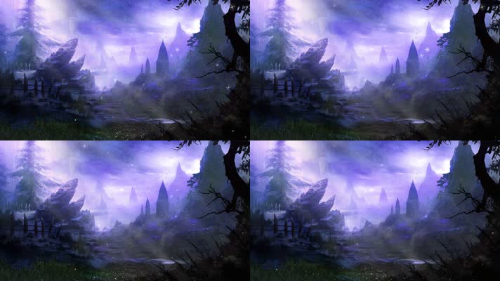 紫色梦幻山间-4K