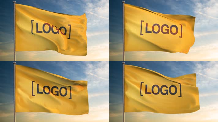旗子飘动可修改旗子颜色和LOGO模板 
