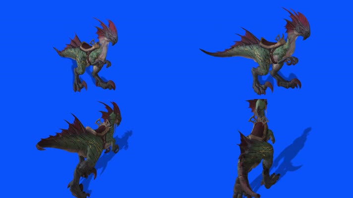 恐龙坐骑，多角度前侧背面顶拍