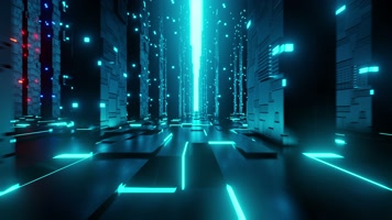 蓝色霓虹城市穿梭