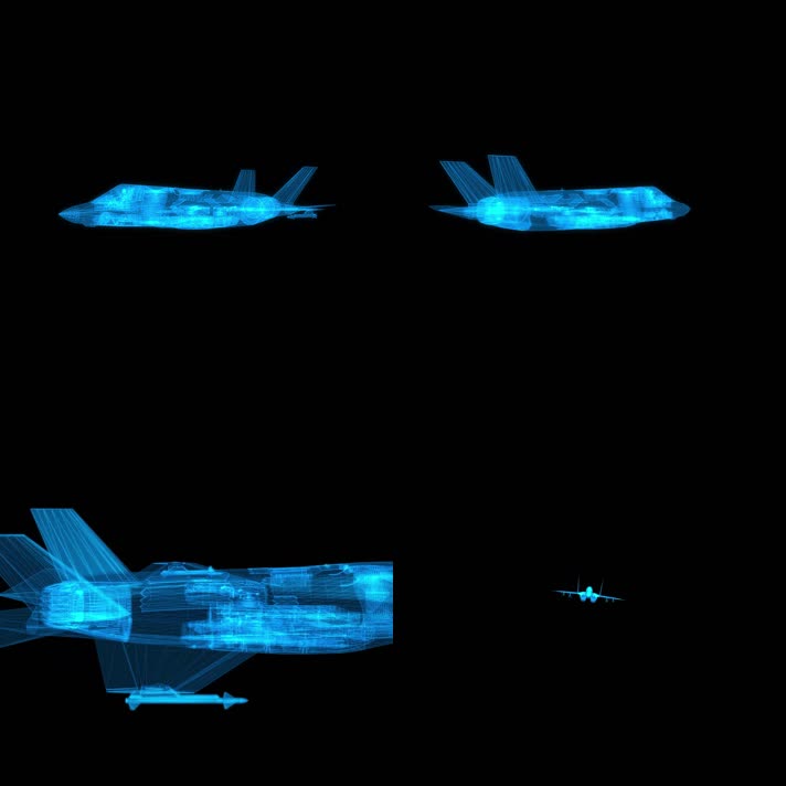 科技感带透明通道战斗机风扇全息