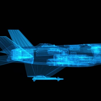 科技感带透明通道战斗机风扇全息