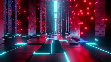 红色动感霓虹城市穿梭