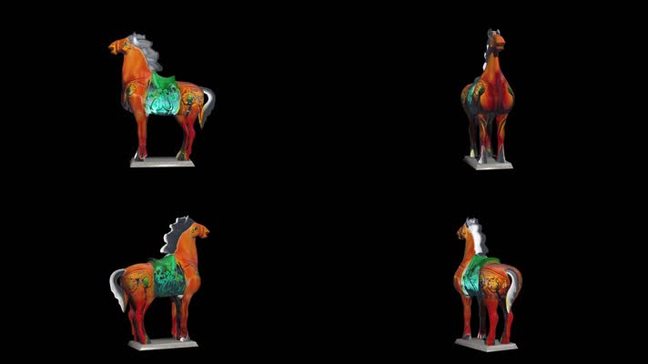 唐三彩马全息投影带通道