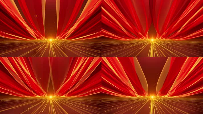 4K大气党政金色粒子红绸背景